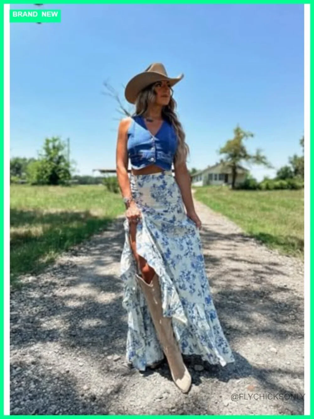High Waist Pleated Maxi Skirt with Split Floral Print